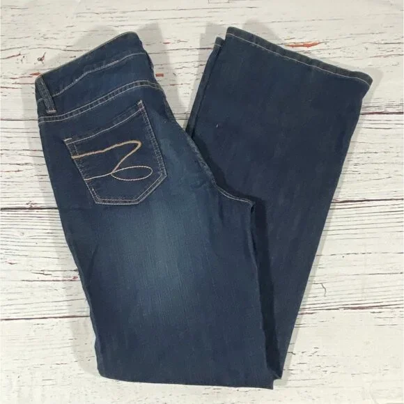 Seven7 Jeans Womens Size 10 Mid Rise Flare Dark Wash Blue Denim Hippie Festival - Picture 5 of 13